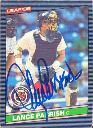 Lance Parrish Signed 1986 Leaf Baseball Card - Detroit Tigers #201