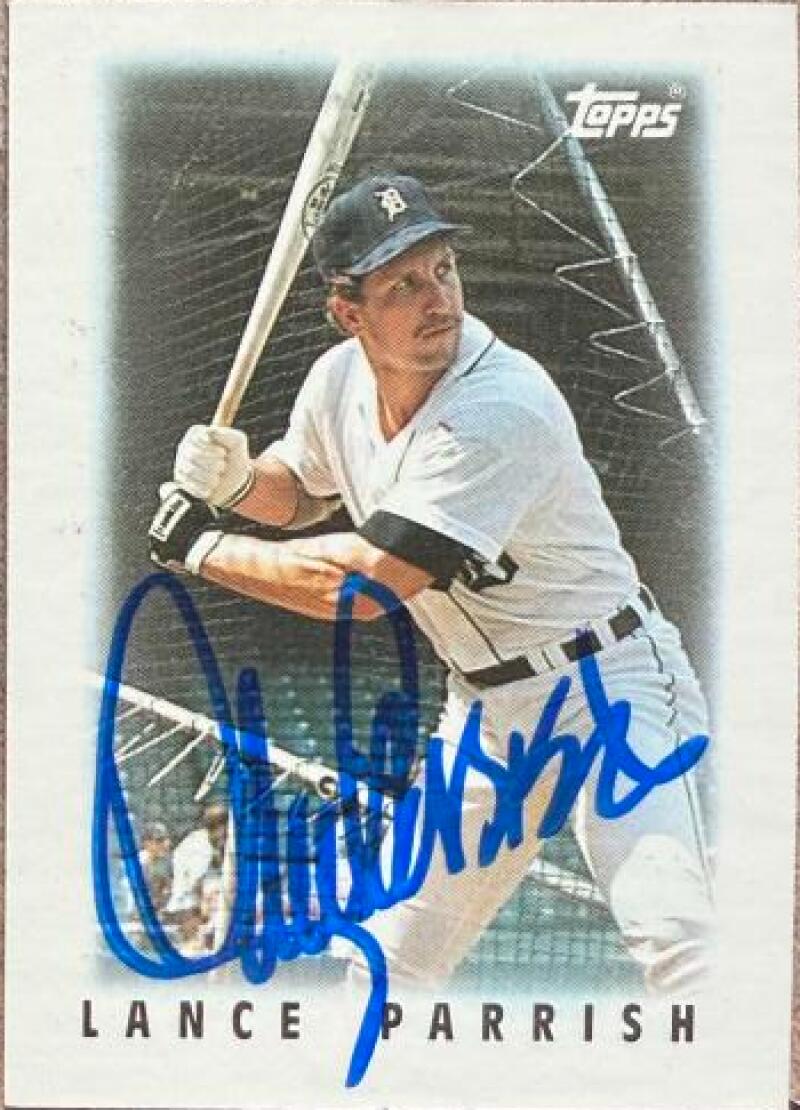 Lance Parrish Signed 1986 Topps Major League Leaders Minis Baseball Card - Detroit Tigers #15