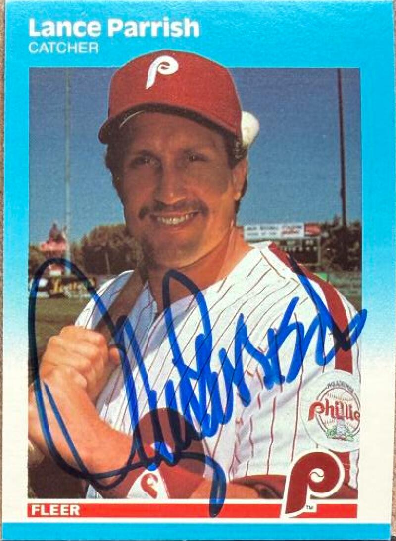 Lance Parrish Signed 1987 Fleer Update -96 Baseball Card - Philadelphia Phillies #U