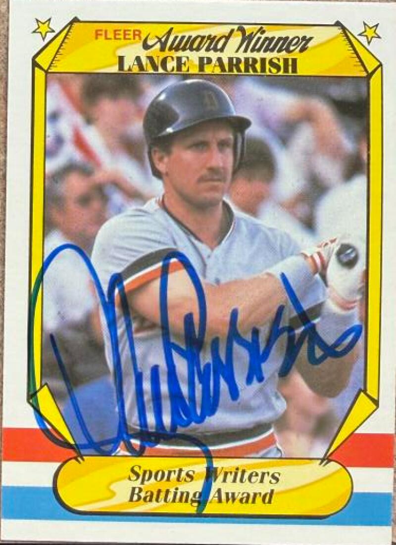Lance Parrish Signed 1987 Fleer Award Winners Baseball Card - Detroit Tigers #28