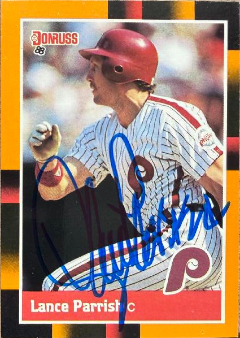 Lance Parrish Signed 1988 Donruss Baseball's Best Baseball Card - Philadelphia Phillies #184