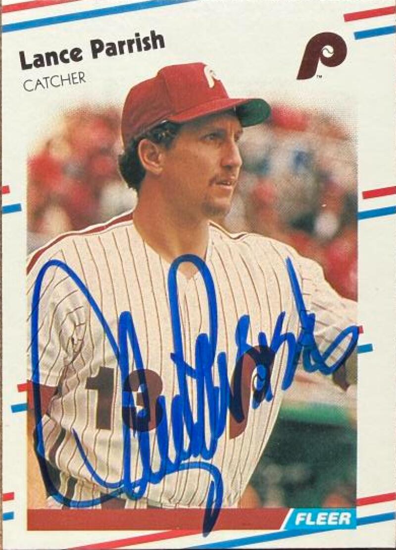 Lance Parrish Signed 1988 Fleer Baseball Card - Philadelphia Phillies #310