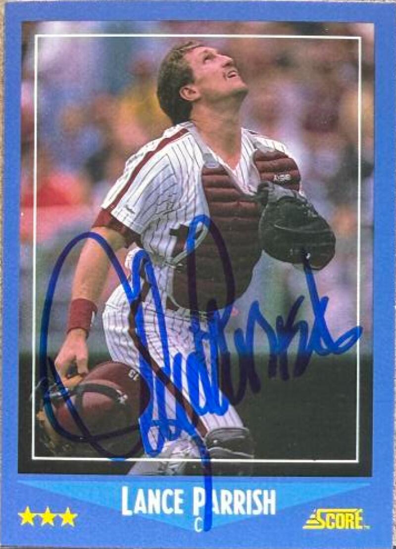 Lance Parrish Signed 1988 Score Baseball Card - Philadelphia Phillies #131