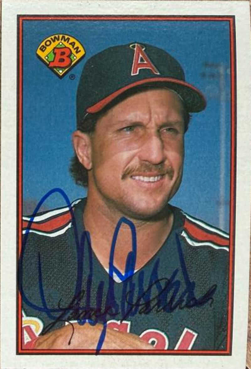 Lance Parrish Signed 1989 Bowman Baseball Card - California Angels #45