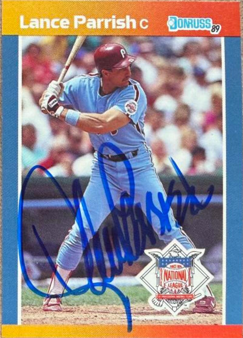 Lance Parrish Signed 1989 Donruss All-Stars Baseball Card - Philadelphia Phillies #55