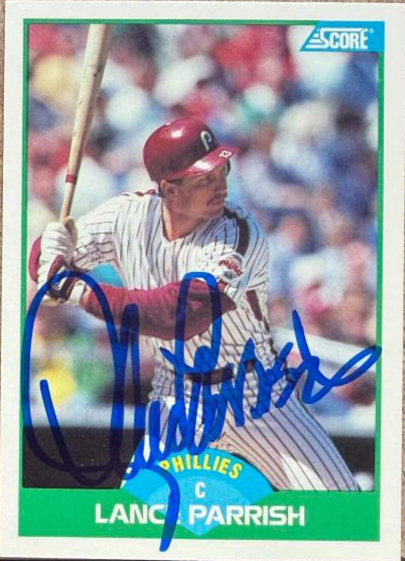 Lance Parrish Signed 1989 Score Baseball Card - Philadelphia Phillies #95