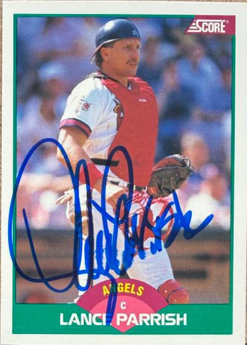 Lance Parrish Signed 1989 Score Rookie & Traded Baseball Card - California Angels #36T