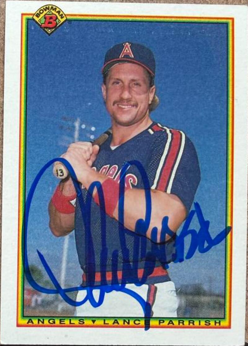 Lance Parrish Signed 1990 Bowman Baseball Card - California Angels #295
