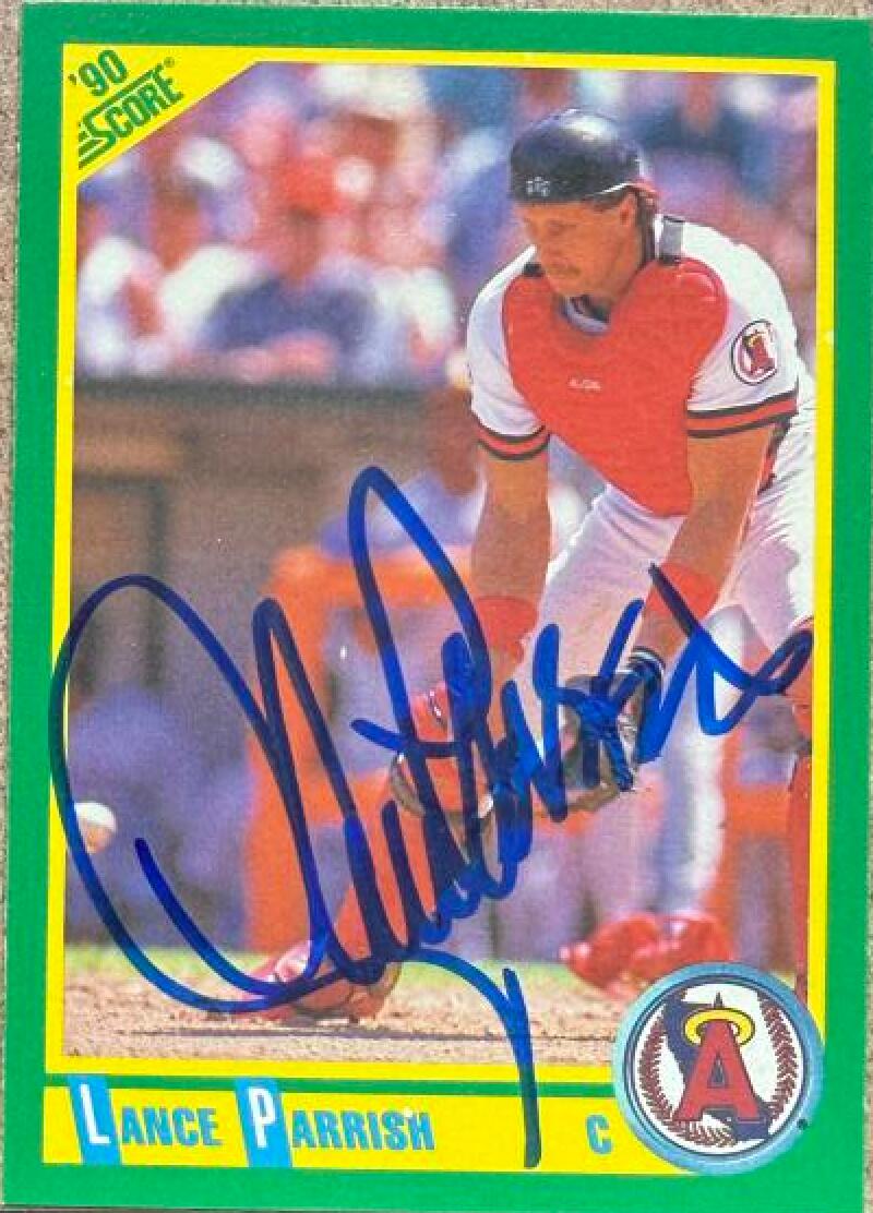 Lance Parrish Signed 1990 Score Baseball Card - California Angels #35