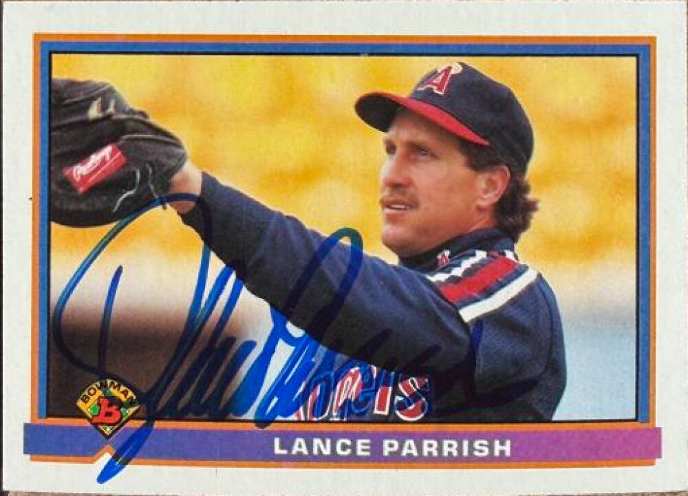 Lance Parrish Signed 1991 Bowman Baseball Card - California Angels #188
