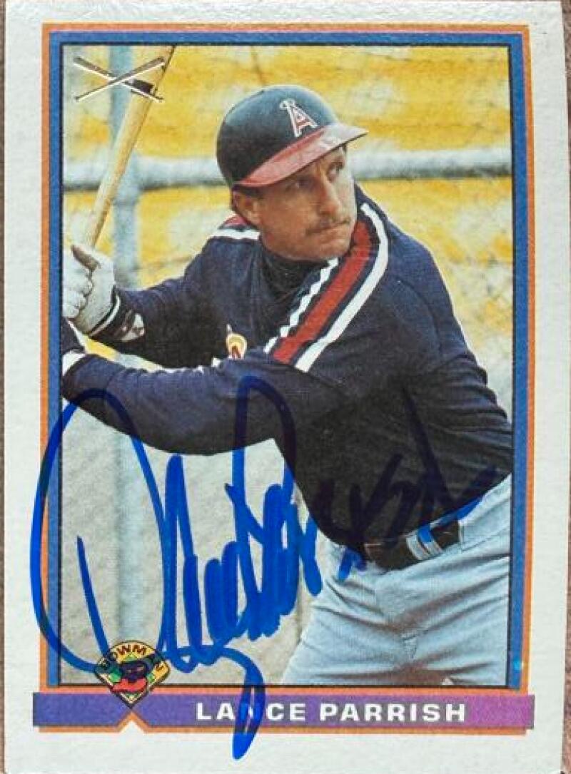 Lance Parrish Signed 1991 Bowman Baseball Card - California Angels #374