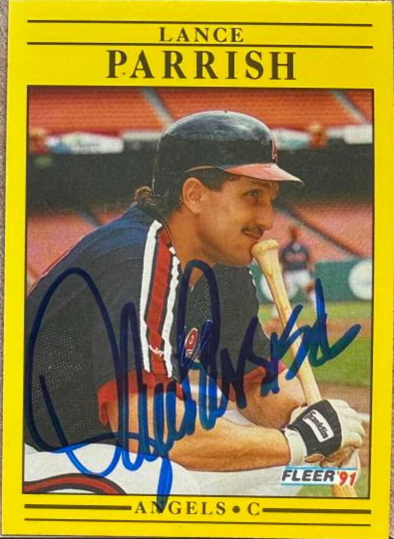 Lance Parrish Signed 1991 Fleer Baseball Card - California Angels #321