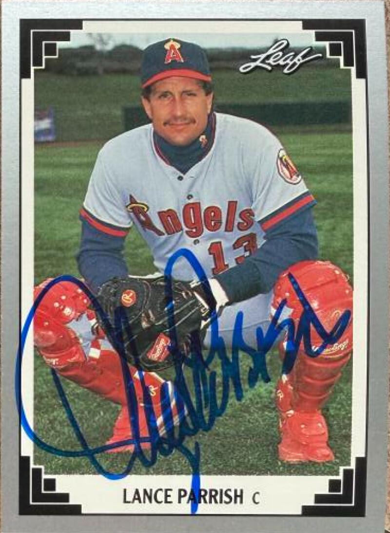 Lance Parrish Signed 1991 Leaf Baseball Card - California Angels #368