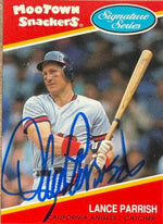Lance Parrish Signed 1991 MooTown Snackers Baseball Card - California Angels #20