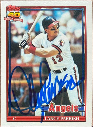 Lance Parrish Signed 1991 Topps Baseball Card - California Angels #210