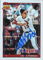 Lance Parrish Signed 1991 Topps Tiffany Baseball Card - California Angels #210