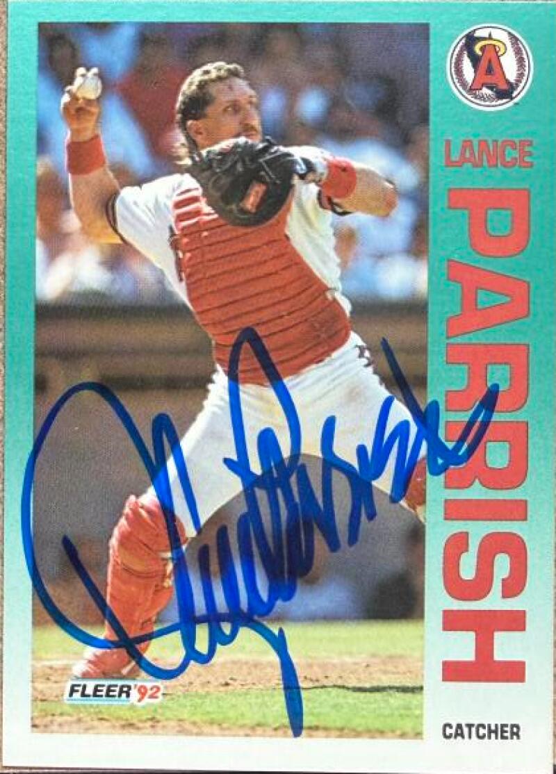 Lance Parrish Signed 1992 Fleer Baseball Card - California Angels #66
