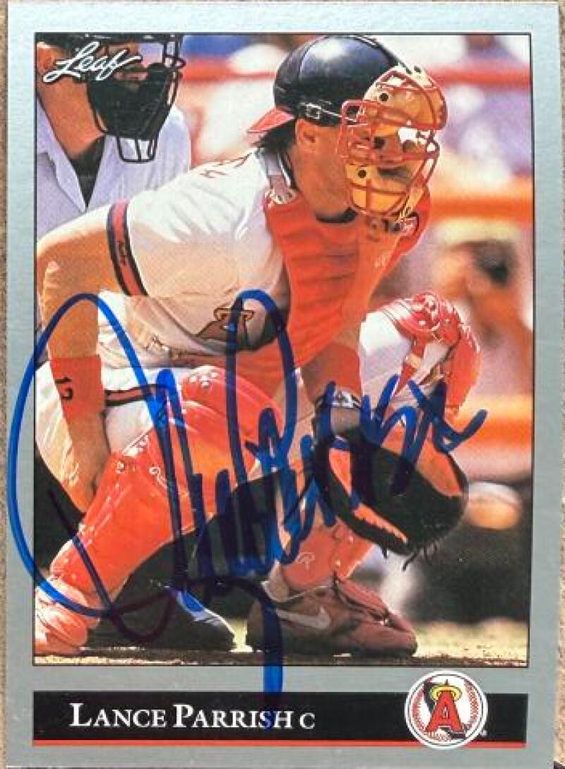 Lance Parrish Signed 1992 Leaf Baseball Card - California Angels #269