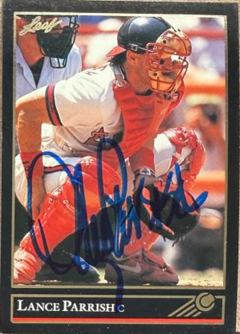 Lance Parrish Signed 1992 Leaf Black Gold Baseball Card - California Angels #269