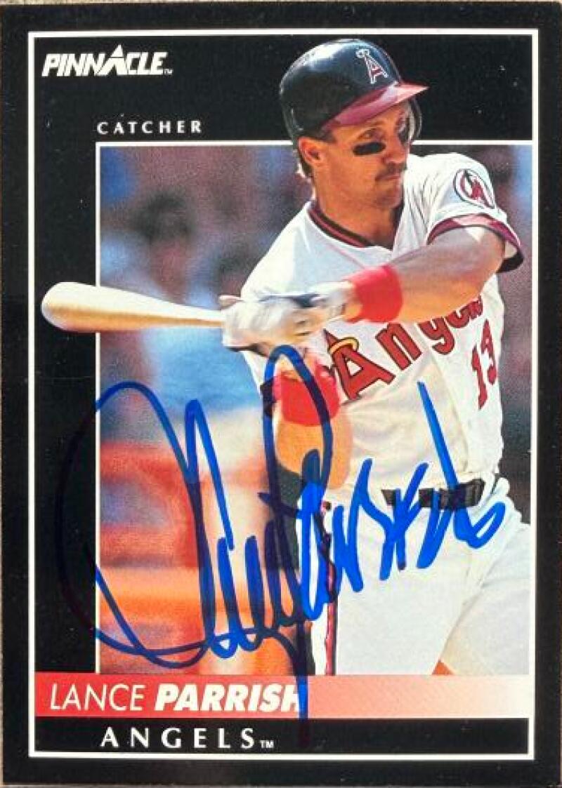 Lance Parrish Signed 1992 Pinnacle Baseball Card - California Angels #105
