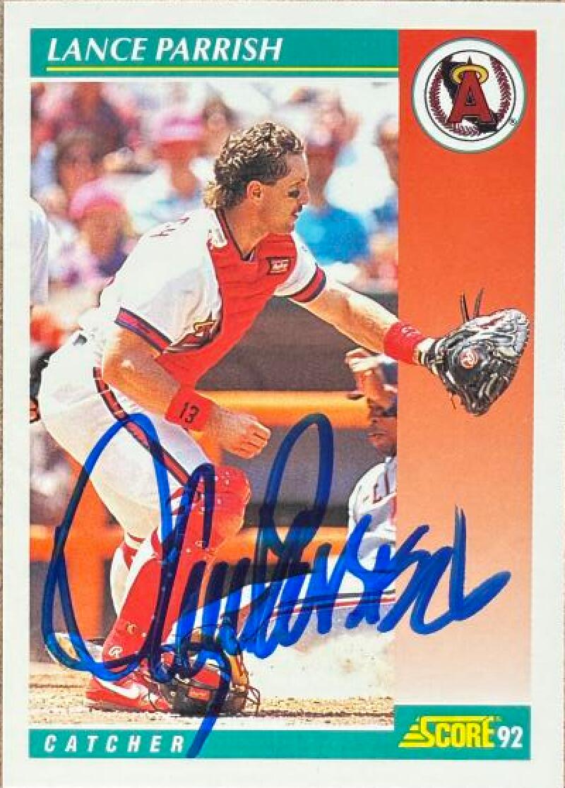 Lance Parrish Signed 1992 Score Baseball Card - California Angels #298