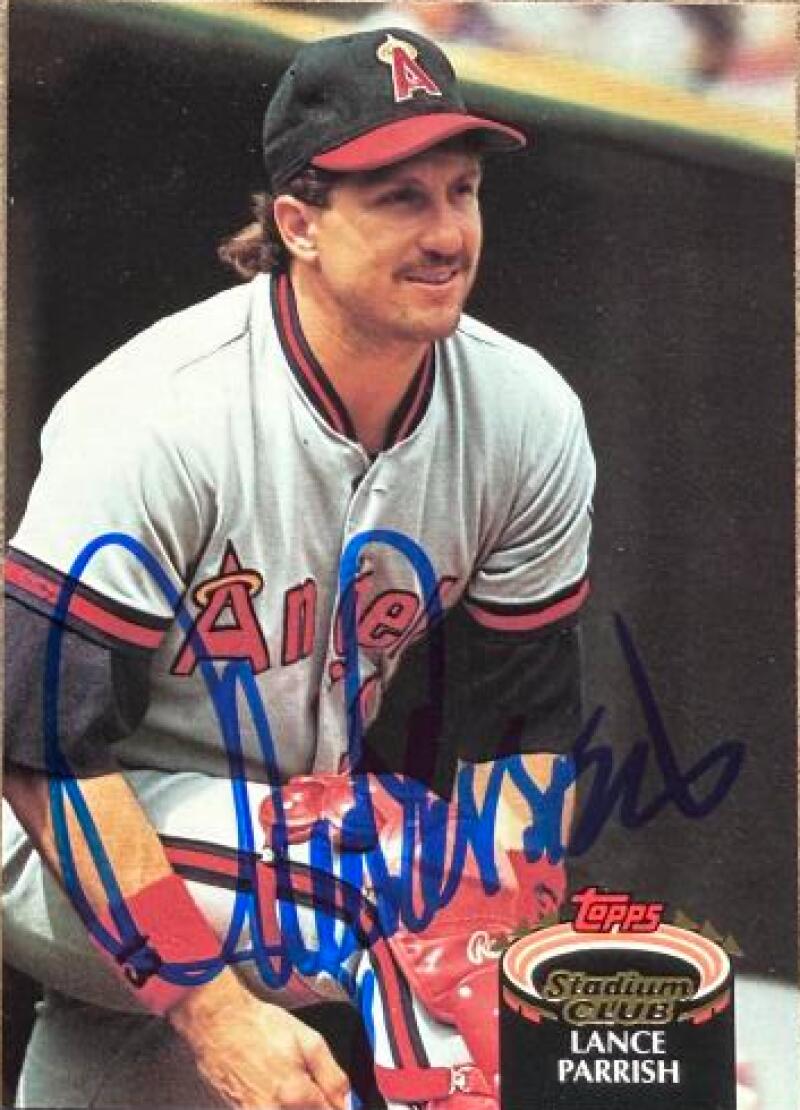 Lance Parrish Signed 1992 Stadium Club Baseball Card - California Angels #94