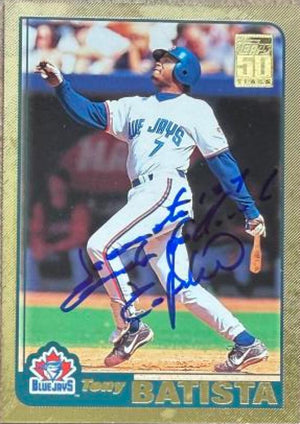 トニー・バティスタ 直筆サイン入り 2001 Topps Gold シリアルナンバー入り 2001枚限定 ベースボールカード - トロント・ブルージェイズ #457
