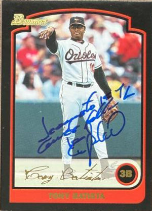 Tony Batista Signed 2003 Bowman Gold Baseball Card - Baltimore Orioles #127