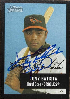 Tony Batista Signed 2003 Bowman Heritage - Facsimile Signature Baseball Card - Baltimore Orioles #97