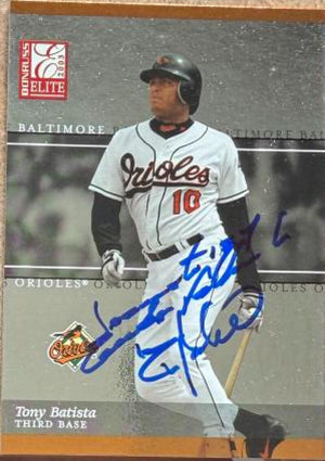 Tony Batista Signed 2003 Donruss Elite Baseball Card - Baltimore Orioles #10