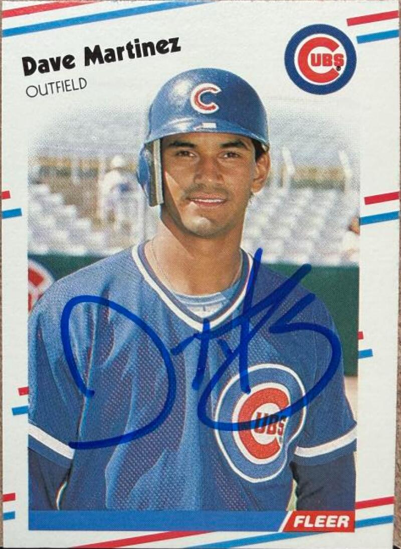 Dave Martinez Signed 1988 Fleer Baseball Card - Chicago Cubs #424