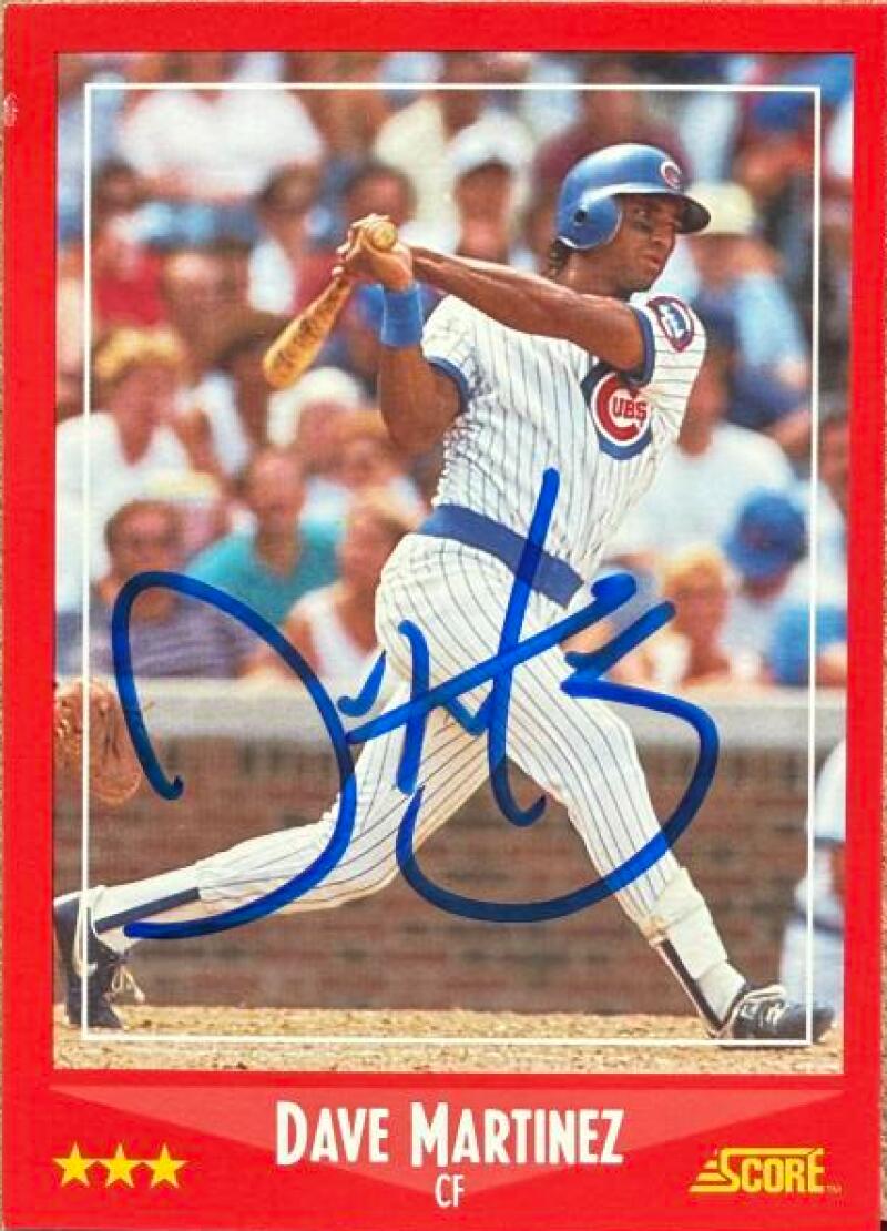 Dave Martinez Signed 1988 Score Baseball Card - Chicago Cubs #223