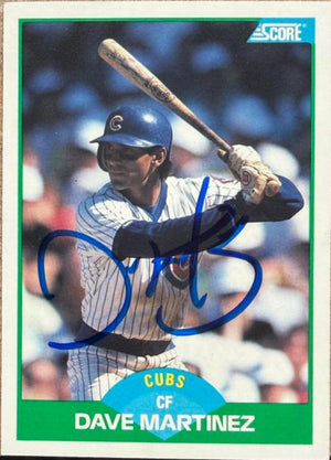 Dave Martinez Signed 1989 Score Baseball Card - Chicago Cubs #77