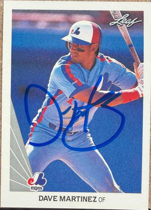 Dave Martinez Signed 1990 Leaf Baseball Card - Montreal Expos #318