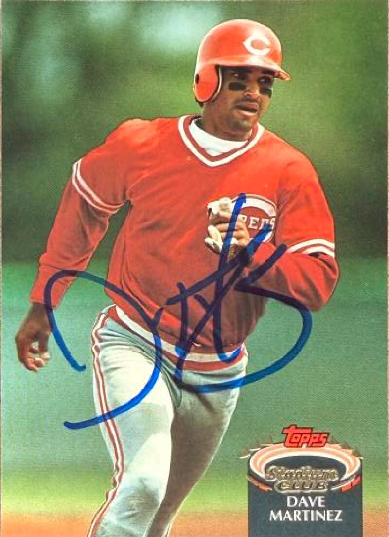 Dave Martinez Signed 1992 Stadium Club Baseball Card - Cincinnati Reds #723