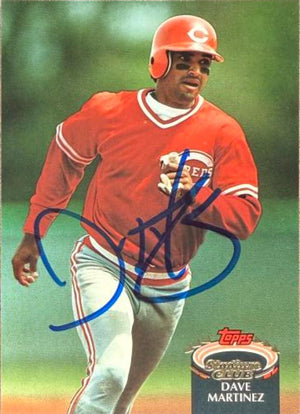 Dave Martinez Signed 1992 Stadium Club Baseball Card - Cincinnati Reds #723