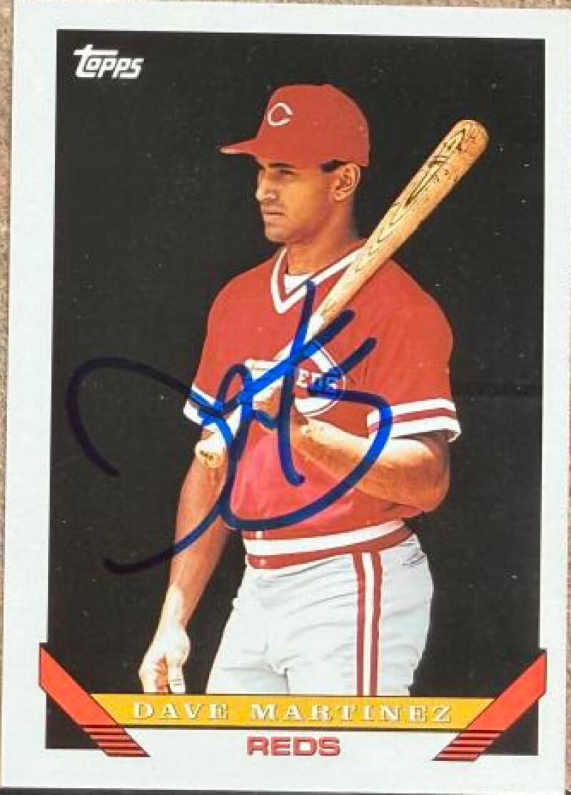 Dave Martinez Signed 1993 Topps Baseball Card - Cincinnati Reds #671