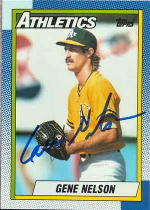 Gene Nelson Signed 1990 Topps TIFFANY Baseball Card - Oakland A's #726