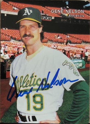 Gene Nelson Signed 1992 Mother's Cookies Baseball Card - Oakland A's
