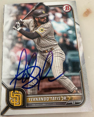 Fernando Tatis Jr Signed 2022 Bowman Baseball Card - San Diego Padres