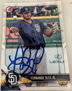 Fernando Tatis Jr Signed 2018 Bowman Prospect Baseball Card - San Diego Padres