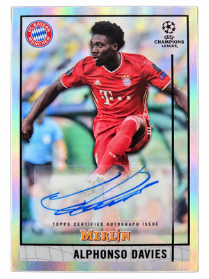 Alphonso Davies Signed 2020-21 Topps Merlin UEFA Champions League Silver Refractor Soccer (Football) Card - FC Bayern Munchen