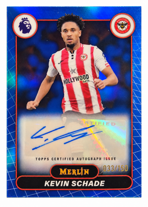 Kevin Shade Signed 2025-26 Topps Merlin Premier League Blue Soccer (Football) Card - Brentford MV-KS /150