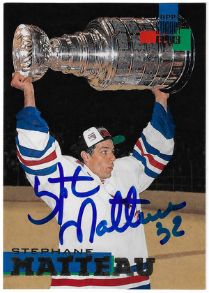 Stephane Matteau Signed 1994-95 Stadium Club Hockey Card - New York Rangers
