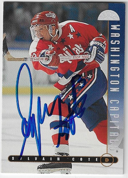 Sylvain Cote Signed 1995-96 Leaf Hockey Card - Washington Capitals