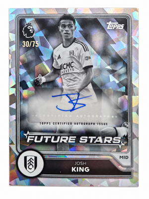 Josh King Signed 2025-26 Topps Flagship Premier League Black & White Soccer (Football) Card - Fulham FC /75 #FSA-JK
