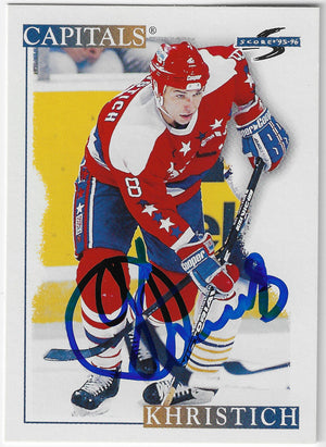 Dimitri Khristich Signed 1995-96 Score Hockey Card - Washington Capitals