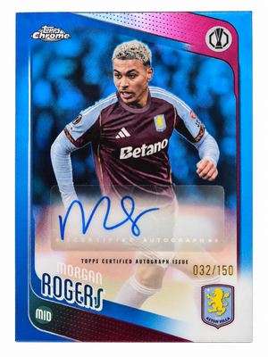 Morgan Rogers Signed 2025-26 Topps UEFA Club Competitions Blue Lava Soccer (Football) Card - Aston Villa /150