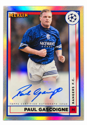 Paul Gascoigne Signed 2022-23 Topps Merlin UEFA Competitions Refractor Soccer (Football) Card - Rangers FC #AC-PG