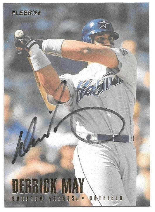 デリック・メイが署名した 1996 年のフリーア ベースボール カード - ヒューストン アストロズ